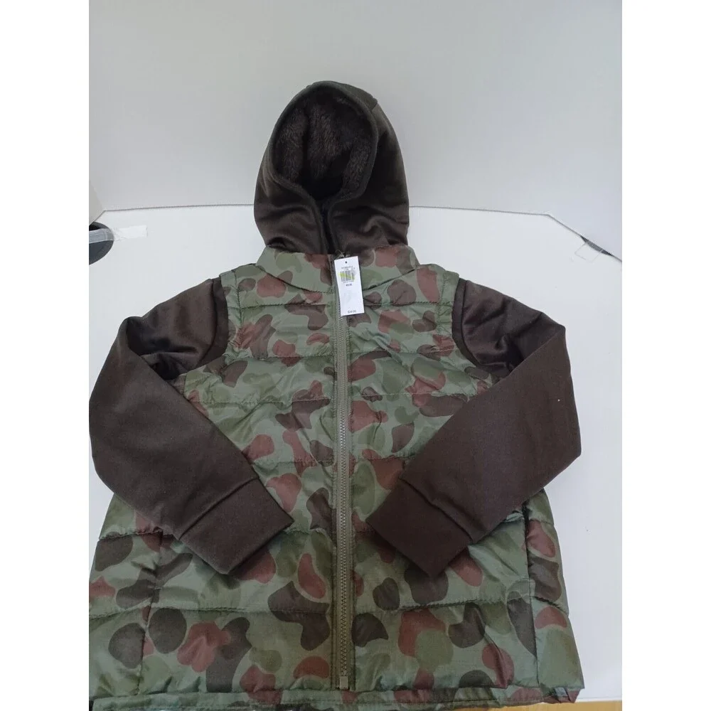 NWT Old Navy Camo Vest Hoodie Puffer Jacket Boys XS 5‎